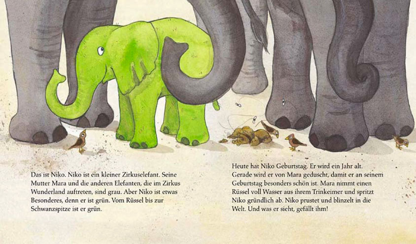 Nico, der grüne Zirkuselefant – Illustration