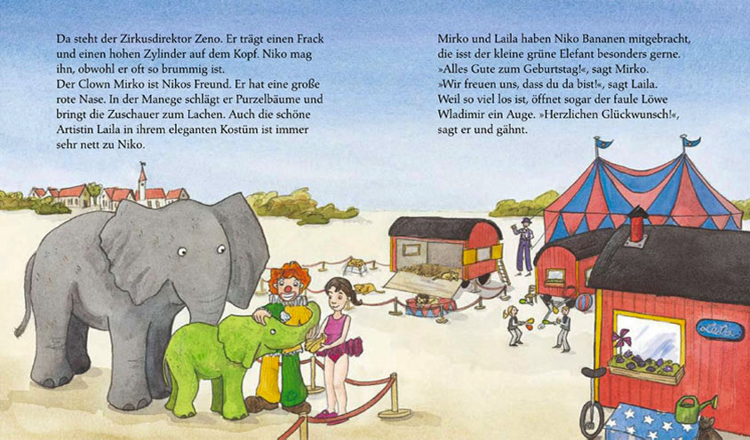 Nico, der grüne Zirkuselefant – Illustration