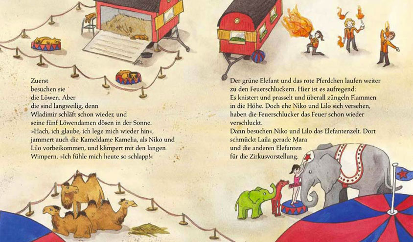 Nico, der grüne Zirkuselefant – Illustration