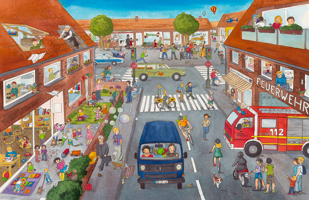 Lach & Lern Wimmelbuch – Illustration