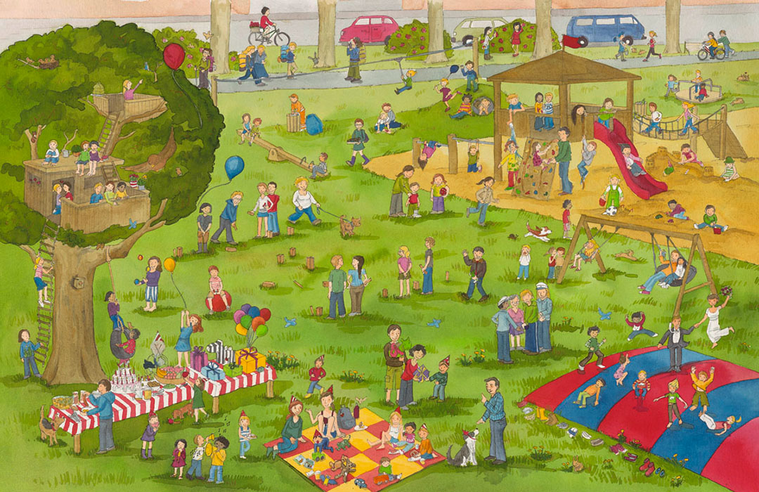 Lach & Lern Wimmelbuch – Illustration